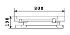 Blueprint diagram showing dimensions: length 800mm, height 190mm, with vertical and horizontal lines illustrating the structure.