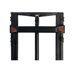 The top frame of an electric stacker, showcasing 3 vertical black steel frames.