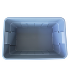 An above view of a empty grey storage container, showcasing plenty of space for all storage needs.