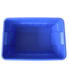 An above view of a empty blue storage container, showcasing plenty of space for all storage needs.