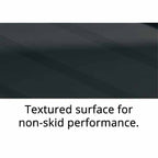 Close-up of a textured black surface designed for enhanced non-skid performance, promoting safety and grip.